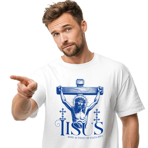 Paste - Tricou Femei, Barbati, Copii, Fata, Baiat, Unisex Personalizat "Iisus Hristos - Statuie Religioasă cu Mesajul 'Bine Ai Venit În Viața Mea' | Cadou Spiritual"