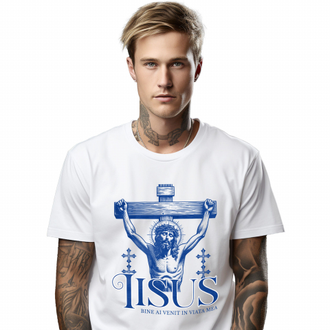 PASTE - Tricou Femei, Barbati, Copii, Fata, Baiat, Unisex Personalizat "Iisus Hristos - Statuie Religioasă cu Mesajul 'Bine Ai Venit În Viața Mea' | Cadou Spiritual"