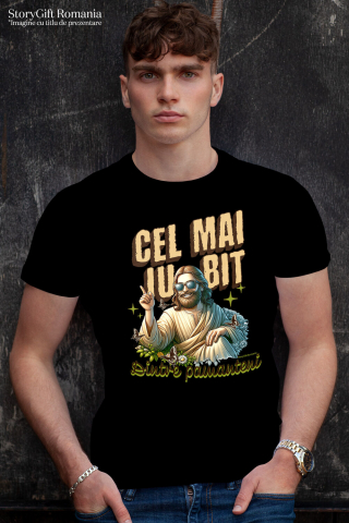 Tricou Femei, Barbati, Copii, Fata, Baiat, Unisex Personalizat "Iisus Hristos cu Ochelari de Soare - Cel Mai Iubit Dintre Pământeni | Cadou Religios Personalizat" [1]