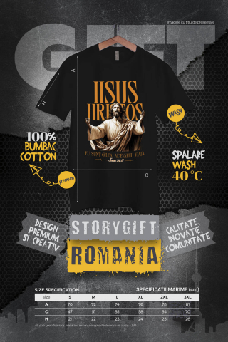 Tricou Femei, Barbati, Copii, Fata, Baiat, Unisex Personalizat "Iisus Hristos - Statuie Religioasă cu Mesajul 'Eu Sunt Calea, Adevărul și Viața' | Cadou Spiritual" [3]