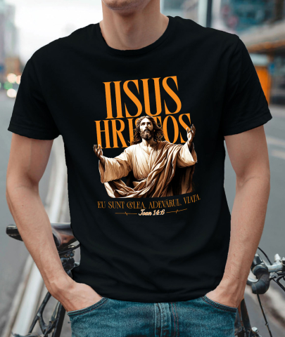 Tricou Femei, Barbati, Copii, Fata, Baiat, Unisex Personalizat "Iisus Hristos - Statuie Religioasă cu Mesajul 'Eu Sunt Calea, Adevărul și Viața' | Cadou Spiritual" [1]