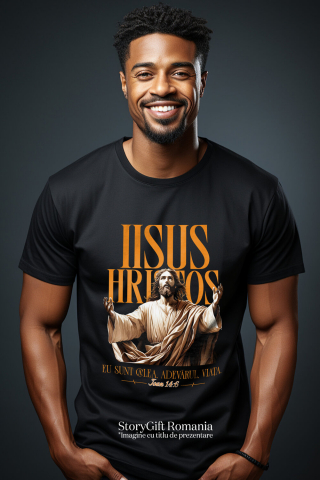 Tricou Femei, Barbati, Copii, Fata, Baiat, Unisex Personalizat "Iisus Hristos - Statuie Religioasă cu Mesajul 'Eu Sunt Calea, Adevărul și Viața' | Cadou Spiritual" [1]