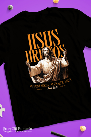 Tricou Femei, Barbati, Copii, Fata, Baiat, Unisex Personalizat "Iisus Hristos - Statuie Religioasă cu Mesajul 'Eu Sunt Calea, Adevărul și Viața' | Cadou Spiritual" [2]
