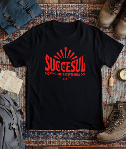 Tricou Femei, Barbati, Copii, Fata, Baiat, Unisex Personalizat Mesaj Motivațional „Succesul Vine Din Perseverență” - Cadou Personalizat [2]