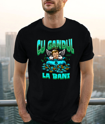 Tricou Femei, Barbati, Copii, Fata, Baiat, Unisex Personalizat Inger Copil cu Aripi și Sac de Bani – Cadou Simbolic Financiar pentru Familie, Tati, Copii, Abundență și Succes [1]