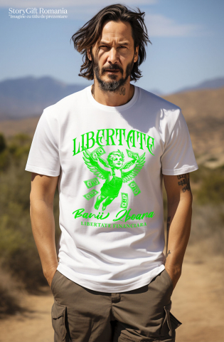 Tricou Femei, Barbati, Copii, Fata, Baiat, Unisex Personalizat Înger Copil Zburător cu Bancnote – „Libertate Banii Zboară” – Cadou Personalizat pentru Familie, Tati, Copii, Prieteni [1]