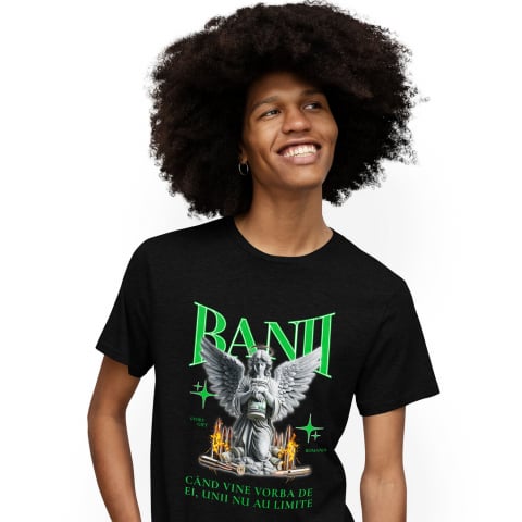 Tricou Femei, Barbati, Copii, Fata, Baiat, Unisex Personalizat Statuie cu Bancnote și Mesaj Motivațional – Cadou Personalizat Unic