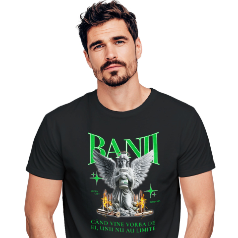 Tricou Femei, Barbati, Copii, Fata, Baiat, Unisex Personalizat Statuie cu Bancnote și Mesaj Motivațional – Cadou Personalizat Unic