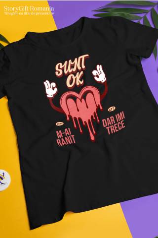 Tricou Femei, Barbati, Copii, Fata, Baiat, Unisex Personalizat Inimă Curgătoare și Semn Ok - Cadou de Dragoste și Vindecare Emoțională [2]