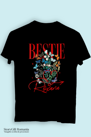 Tricou Femei, Barbati, Copii, Fata, Baiat, Unisex Personalizat "Inima Roșie cu Fluturi Colorați și Plante Verzi - Cadouri Personalizate pentru Valentine's Day și Dragobete" [2]