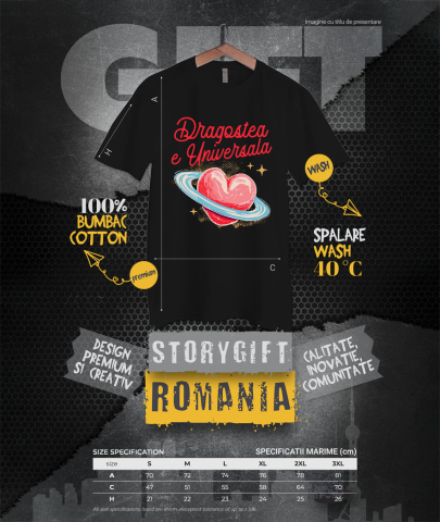 Tricou Femei, Barbati, Copii, Fata, Baiat, Unisex Personalizat „Inima Stil Arta Creion - Cadou Personalizat „Dragostea E Universală” pentru Familie, Copii, Tati și Prieteni de Valentine’s Day” [3]