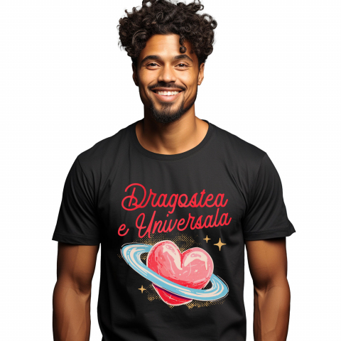 Tricou Femei, Barbati, Copii, Fata, Baiat, Unisex Personalizat „Inima Stil Arta Creion - Cadou Personalizat „Dragostea E Universală” pentru Familie, Copii, Tati și Prieteni de Valentine’s Day”