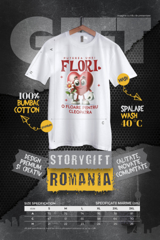 Tricou Femei, Barbati, Copii, Fata, Baiat, Unisex Personalizat „Inima Veselă cu Floare - Cadou Personalizat „Puterea unei Flori” pentru Familie, Copii și Prieteni” [3]