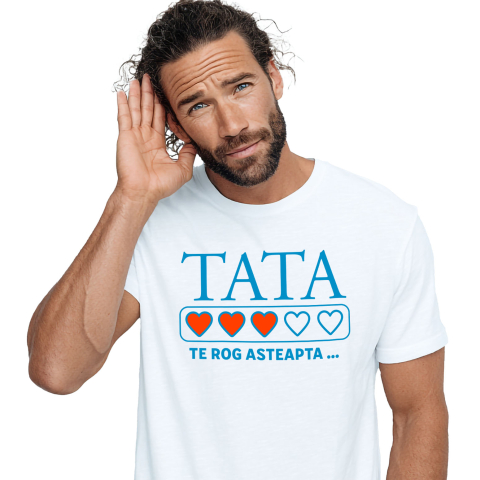 Tata - Tricou Femei, Barbati, Copii, Fata, Baiat, Unisex Personalizat Cadouri Personalizate Tata | Inimi Pline de Culoare, Iubire și Familie