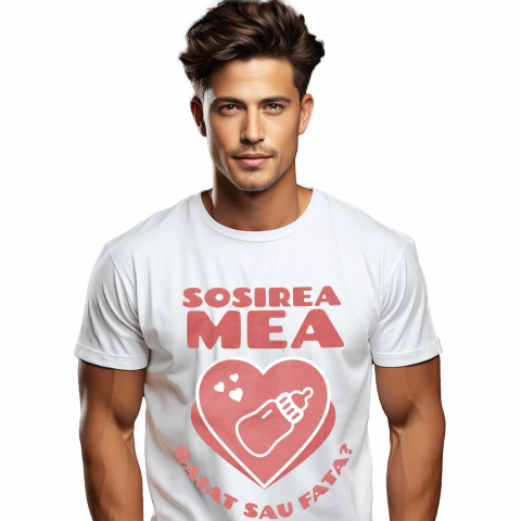 Familie - Tricou Femei, Barbati, Copii, Fata, Baiat, Unisex Personalizat Cadou Personalizat „Sosirea Mea Băiat Sau Fată” | Inimioara Cu Beberon