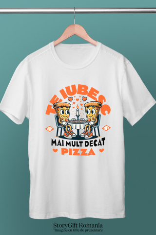 Tricou Femei, Barbati, Copii, Fata, Baiat, Unisex Personalizat „Întâlnire Romantică Felii De Pizza - Cadou Personalizat „Te Iubesc Mai Mult Decât Pizza” pentru Familie, Copii și Prieteni de Valentine’s Day” [2]