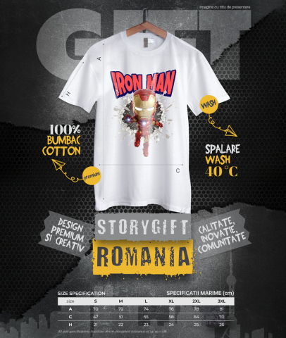 Tricou Barbati cu Iron Man - Povestea Inovației în Cadru 100% Bumbac, Alb, M [3]