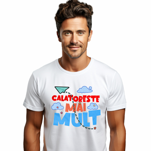 CITATE - Tricou Femei, Barbati, Copii, Fata, Baiat, Unisex Personalizat Călătorește Mai Mult – Tricou Personalizat pentru Iubitorii de Aventură