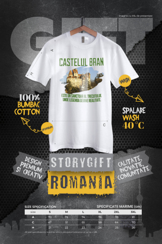 Tricou Femei, Barbati, Copii, Fata, Baiat, Unisex Personalizat "Castelul Bran – Atracție Turistică și Destinație de Călătorie în România" [3]