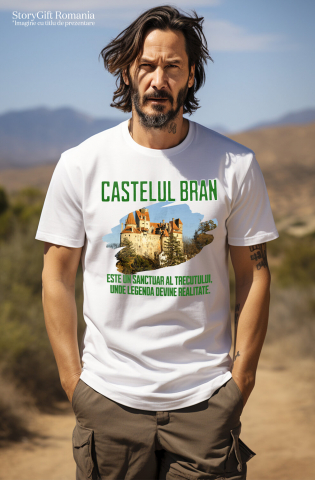 Tricou Femei, Barbati, Copii, Fata, Baiat, Unisex Personalizat "Castelul Bran – Atracție Turistică și Destinație de Călătorie în România" [1]