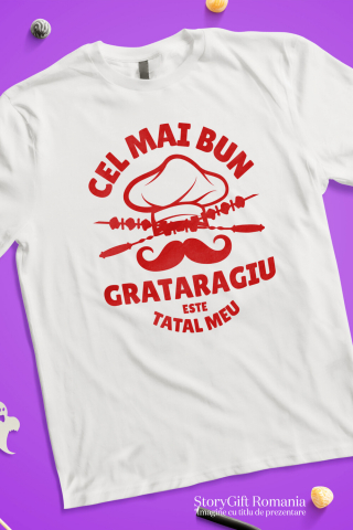 Tricou Femei, Barbati, Copii, Fata, Baiat, Unisex Personalizat Cadouri personalizate pentru tatăl grătarangiu | Frigărui și pălărie cheff cu text amuzant [2]