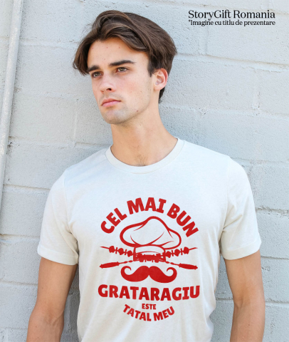 Tricou Femei, Barbati, Copii, Fata, Baiat, Unisex Personalizat Cadouri personalizate pentru tatăl grătarangiu | Frigărui și pălărie cheff cu text amuzant [1]