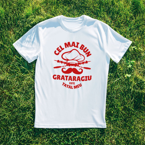 Tricou Femei, Barbati, Copii, Fata, Baiat, Unisex Personalizat Cadouri personalizate pentru tatăl grătarangiu | Frigărui și pălărie cheff cu text amuzant [2]