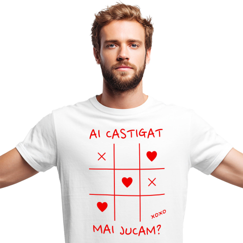 Valentine's Day - Tricou Femei, Barbati, Copii, Fata, Baiat, Unisex Personalizat Joc Haios X și 0 Personalizat cu Mesaj „Ai Câștigat, Mai Jucăm” - Cadou de Dragoste