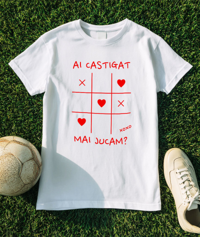 Tricou Femei, Barbati, Copii, Fata, Baiat, Unisex Personalizat Joc Haios X și 0 Personalizat cu Mesaj „Ai Câștigat, Mai Jucăm” - Cadou de Dragoste [2]