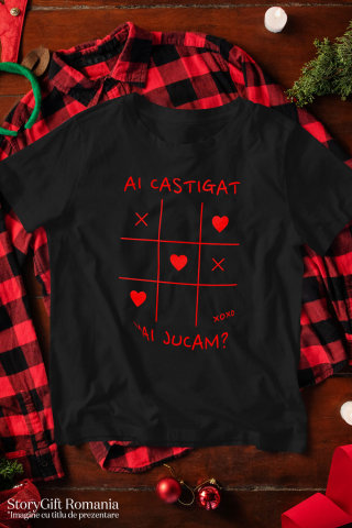 Tricou Femei, Barbati, Copii, Fata, Baiat, Unisex Personalizat Joc Haios X și 0 Personalizat cu Mesaj „Ai Câștigat, Mai Jucăm” - Cadou de Dragoste [2]