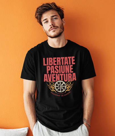 Tricou Femei, Barbati, Copii, Fata, Baiat, Unisex Personalizat Roata În Flăcări – Design Pentru Iubitorii De Mașini Și Aventură [1]