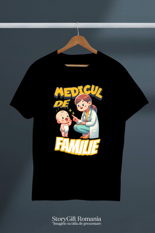 Tricou Femei, Barbati, Copii, Fata, Baiat, Unisex Personalizat Femeie Doctor cu Halat Alb și Copil Vesel – Design Personalizat [2]