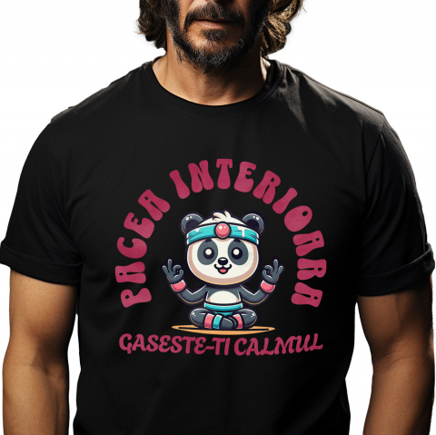 Tricou Personalizat - Tricou Femei, Barbati, Copii, Fata, Baiat, Unisex Personalizat Urs Panda în Poziție de Yoga – Relaxare, Sport și Mindfulness