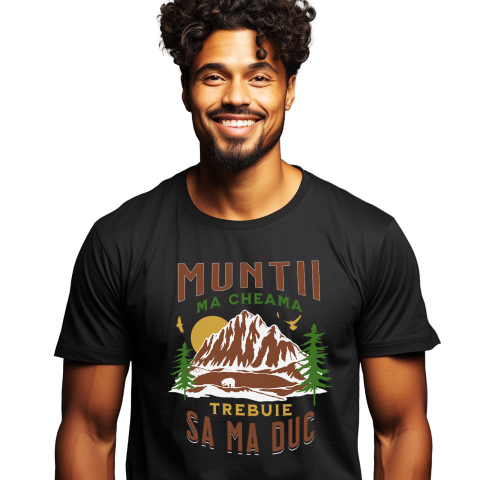 Tricou Femei, Barbati, Copii, Fata, Baiat, Unisex Personalizat "Munte Înalt Apus De Soare – Aventură în Natură și Peisaje Montane"
