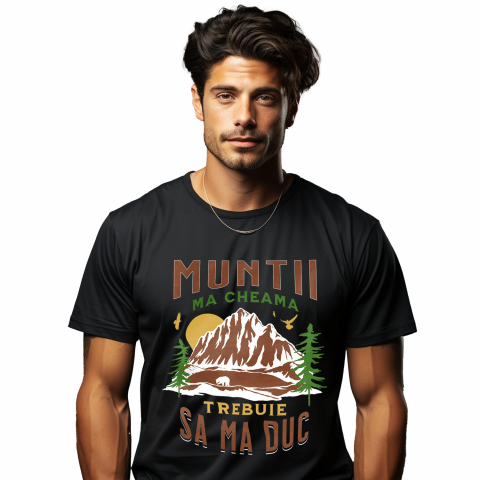 Tricou Femei, Barbati, Copii, Fata, Baiat, Unisex Personalizat "Munte Înalt Apus De Soare – Aventură în Natură și Peisaje Montane"