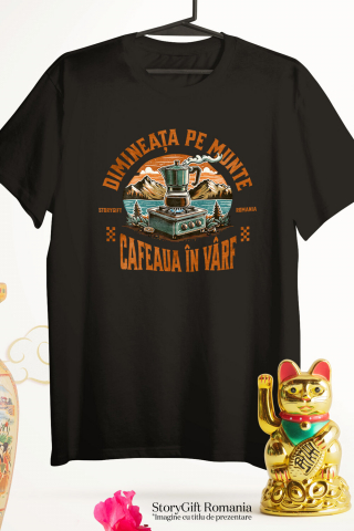 Tricou Femei, Barbati, Copii, Fata, Baiat, Unisex Personalizat "Dimineața pe Munte cu Cafea Fierbinte – Aventură în Natură" [2]