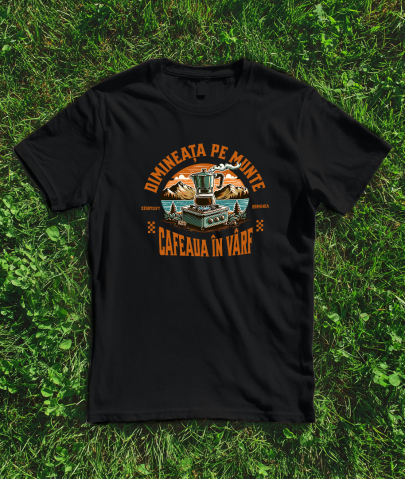 Tricou Femei, Barbati, Copii, Fata, Baiat, Unisex Personalizat "Dimineața pe Munte cu Cafea Fierbinte – Aventură în Natură" [2]