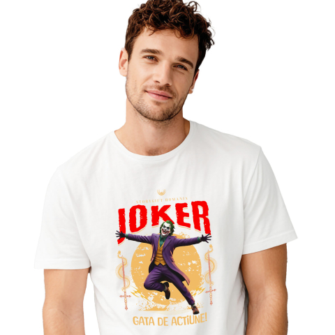 Desene Animate - Tricou Barbati cu Joker - Acțiune Explozivă și Glume Măgice Disney 100% Bumbac, Alb, S