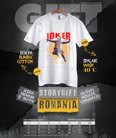 Tricou Barbati cu Joker - Acțiune Explozivă și Glume Măgice Disney 100% Bumbac, Alb, S [3]