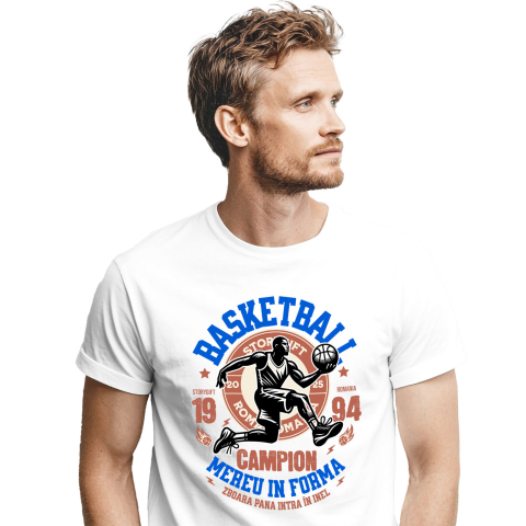 Sport - Tricou Femei, Barbati, Copii, Fata, Baiat, Unisex Personalizat Minge Baschet Motivational – Campion și Joc În Echipa Sportivă