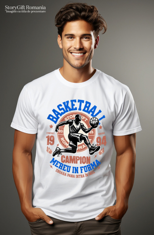 Tricou Femei, Barbati, Copii, Fata, Baiat, Unisex Personalizat Minge Baschet Motivational – Campion și Joc În Echipa Sportivă [1]