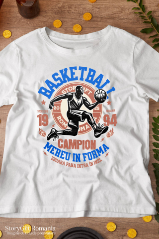 Tricou Femei, Barbati, Copii, Fata, Baiat, Unisex Personalizat Minge Baschet Motivational – Campion și Joc În Echipa Sportivă [2]