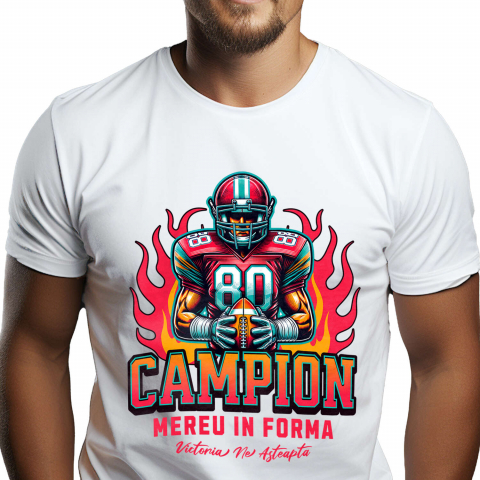 SPORT - Tricou Femei, Barbati, Copii, Fata, Baiat, Unisex Personalizat Fotbal American – Uniformă Roz și Casca Personalizată „Campion Mereu În Formă”