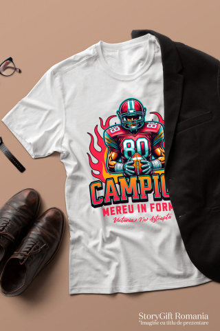 Tricou Femei, Barbati, Copii, Fata, Baiat, Unisex Personalizat Fotbal American – Uniformă Roz și Casca Personalizată „Campion Mereu În Formă” [2]