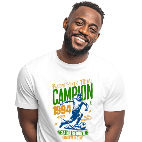 Sport - Tricou Femei, Barbati, Copii, Fata, Baiat, Unisex Personalizat Jucător Fotbal Sportiv – Echipament Motivational „Campion” pentru Joc În Echipa