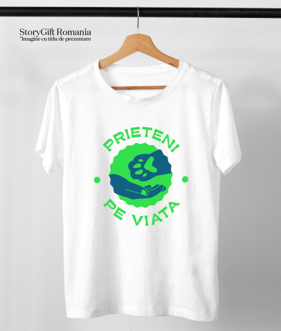 Tricou Femei, Barbati, Copii, Fata, Baiat, Unisex Personalizat „Labuta De Animal Si Mana Umana – Prieteni Pe Viață – Cadou Personalizat” [2]