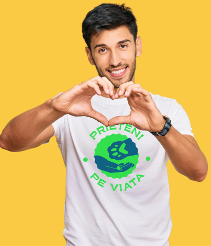 Tricou Femei, Barbati, Copii, Fata, Baiat, Unisex Personalizat „Labuta De Animal Si Mana Umana – Prieteni Pe Viață – Cadou Personalizat” [1]