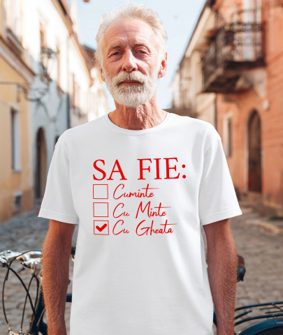 Tricou Femei, Barbati, Copii, Fata, Baiat, Unisex Personalizat „Să Fie Cuminte, Cu Minte și Cu Gheață” – Mesaj Haioas pentru Petreceri și Cadouri Personalizate [1]