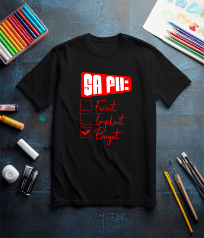 Tricou Femei, Barbati, Copii, Fata, Baiat, Unisex Personalizat Lista de Bifat - Fericire, Bogăție și Succes Financiar [2]