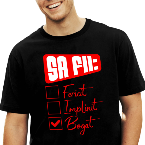 Tricou Femei, Barbati, Copii, Fata, Baiat, Unisex Personalizat Lista de Bifat - Fericire, Bogăție și Succes Financiar